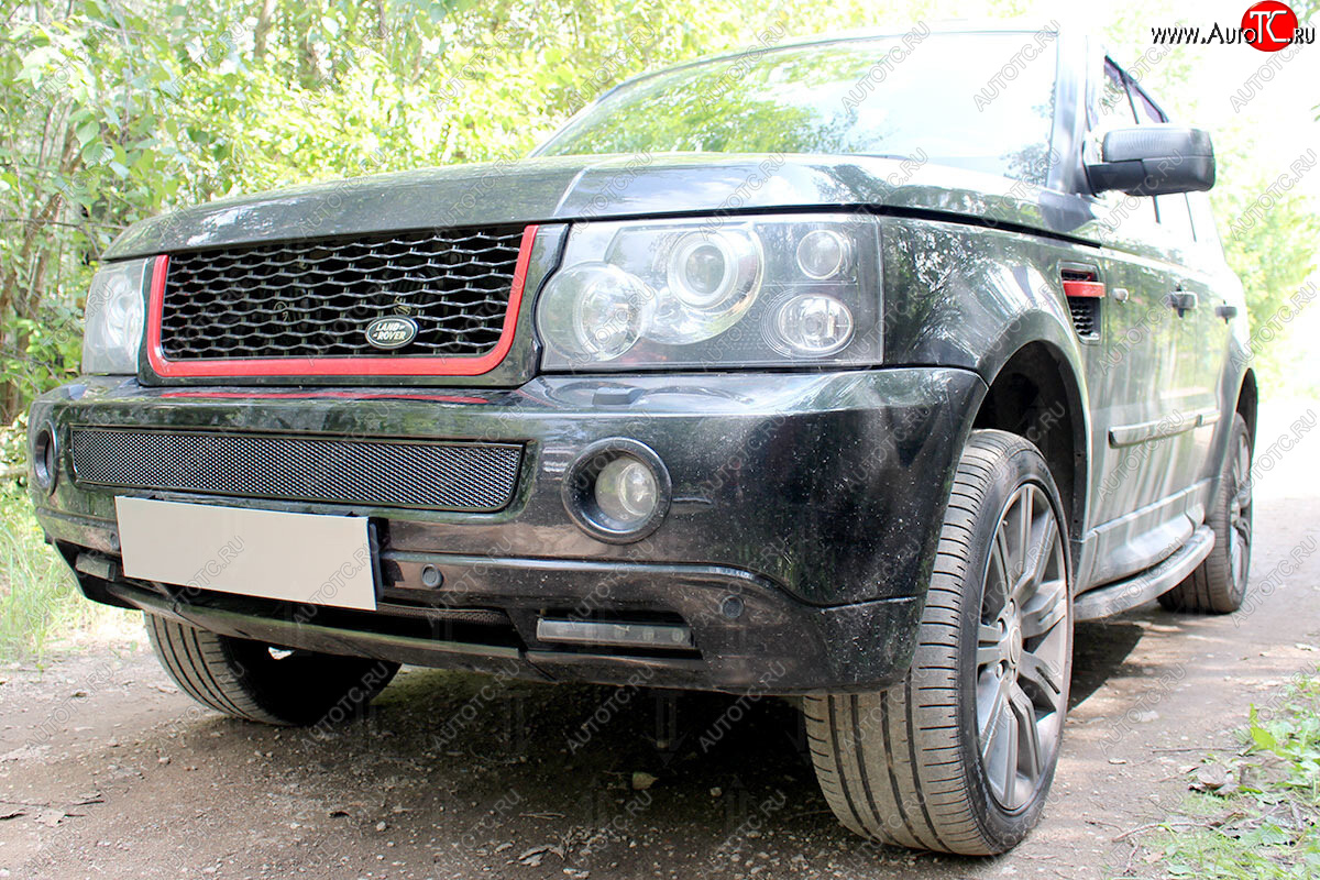 4 499 р. Защитная сетка в бампер (низ, ячейка 4х10 мм) Alfeco Премиум Land Rover Range Rover Sport 1 L320 дорестайлинг (2005-2009) (Чёрная)  с доставкой в г. Краснодар