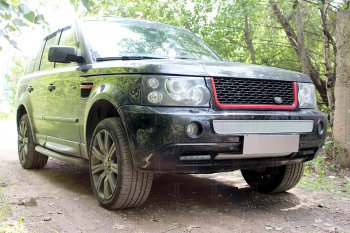 4 599 р. Защитная сетка в бампер (низ, ячейка 4х10 мм) Alfeco Премиум Land Rover Range Rover Sport 1 L320 дорестайлинг (2005-2009) (Хром)  с доставкой в г. Краснодар. Увеличить фотографию 4