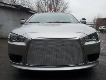 Защитная сетка в бампер (ячейка 3х7 мм) Alfeco Стандарт Mitsubishi Lancer 10 CY хэтчбек 5 дв рестайлинг (2011-2017) ()