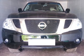 4 199 р. Защитная сетка в бампер (низ, ячейка 4х10 мм) Стрелка11 Премиум Nissan Patrol 6 Y62 дорестайлинг (2010-2014) (Чёрная)  с доставкой в г. Краснодар. Увеличить фотографию 3