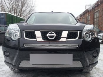 Защитная сетка в бампер (низ, ячейка 4х10 мм) Стрелка11 Премиум Nissan X-trail 2 T31 рестайлинг (2010-2015) ()