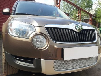 4 299 р. Защитная сетка в бампер (низ, ячейка 4х10 мм) Стрелка11 Премиум Skoda Yeti (2009-2013) (Хром)  с доставкой в г. Краснодар. Увеличить фотографию 4