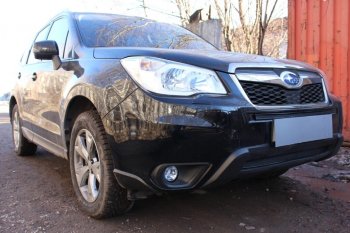 3 599 р. Защитная сетка в бампер (низ, ячейка 4х10 мм) Стрелка11 Премиум Subaru Forester SJ дорестайлинг (2012-2016) (Чёрная)  с доставкой в г. Краснодар. Увеличить фотографию 2