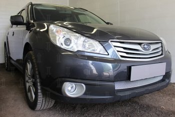 4 199 р. Защитная сетка в бампер (низ, ячейка 4х10 мм) Стрелка11 Премиум Subaru Outback BR/B14 дорестайлинг универсал (2009-2013) (Хром)  с доставкой в г. Краснодар. Увеличить фотографию 4