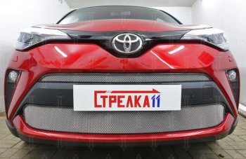 5 549 р. Защитная сетка в бампер (низ, ячейка 4х10 мм) Стрелка11 Премиум Toyota C-HR NGX10, ZGX10 рестайлинг (2019-2025) (Хром)  с доставкой в г. Краснодар. Увеличить фотографию 2