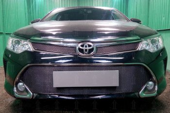 Защитная сетка в бампер (низ, ячейка 4х10 мм) Стрелка11 Премиум Toyota Camry XV55 1-ый рестайлинг (2014-2017) ()