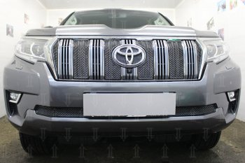 Защитная сетка в бампер (верх, ячейка 4х10 мм) Стрелка11 Премиум Toyota Land Cruiser Prado J150 2-ой рестайлинг (2017-2020) ()