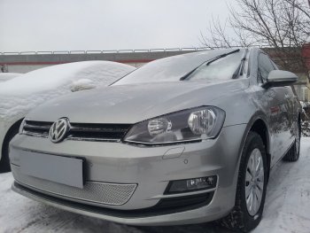 4 299 р. Защитная сетка в бампер (низ, ячейка 4х10 мм) Стрелка11 Премиум Volkswagen Golf 7 дорестайлинг, хэтчбэк 5 дв. (2012-2017) (Хром)  с доставкой в г. Краснодар. Увеличить фотографию 2