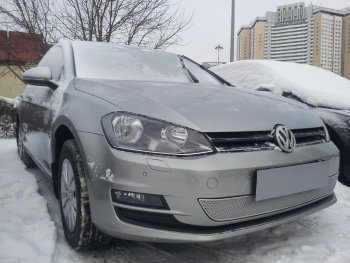 4 299 р. Защитная сетка в бампер (низ, ячейка 4х10 мм) Стрелка11 Премиум Volkswagen Golf 7 дорестайлинг, хэтчбэк 5 дв. (2012-2017) (Хром)  с доставкой в г. Краснодар. Увеличить фотографию 3