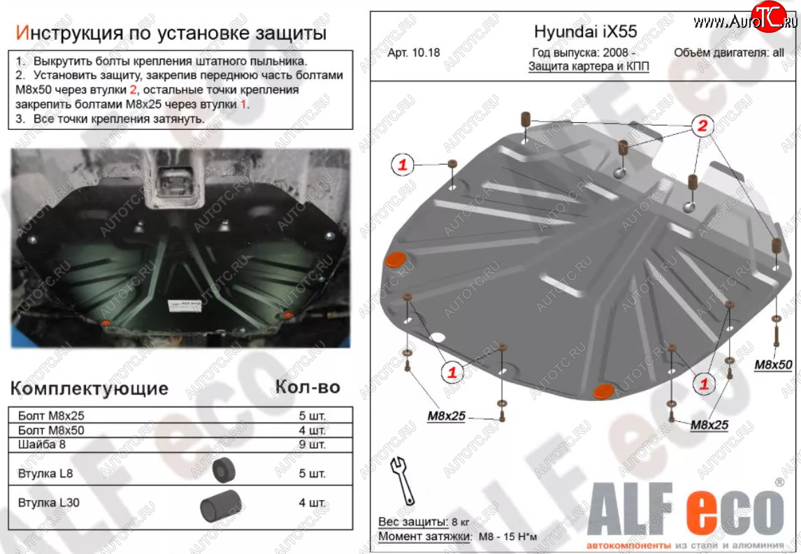 4 999 р. Защита картера двигателя и КПП (V-2,2 CRDI) Alfeco Hyundai Santa Fe CM рестайлинг (2009-2012) (Сталь 2 мм)  с доставкой в г. Краснодар