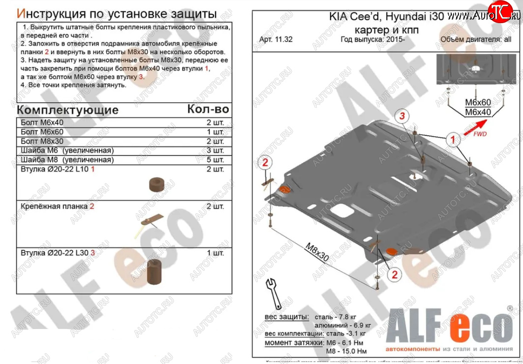 4 999 р. Защита картера двигателя и КПП Alfeco  KIA Cerato  4 BD (2018-2024) дорестайлинг седан, дорестайлинг, хэтчбэк, рестайлинг седан (Сталь 2 мм)  с доставкой в г. Краснодар