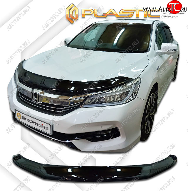 2 199 р. Дефлектор капота CA-Plastic  Honda Accord  CR (2016-2020) седан рестайлинг (classic черный, без надписи)  с доставкой в г. Краснодар