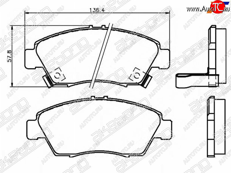 2 749 р. Колодки тормозные AKEBONO (передние)  Honda Civic ( ES,  EU,  EP) - Fit  1  с доставкой в г. Краснодар