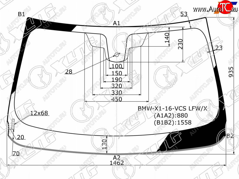 7 299 р. Стекло лобовое (Датчик дождя Молдинг) XYG  BMW X1  F48 (2015-2022) дорестайлинг, рестайлинг  с доставкой в г. Краснодар