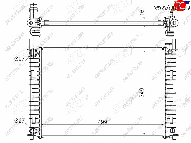 6 399 р. Радиатор SAT  Ford Fiesta  5 (2001-2005), Ford Fusion  1 (2002-2012), Mazda 2/Demio  DY (2002-2007)  с доставкой в г. Краснодар