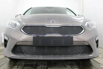 Защитная сетка в бампер (низ, ячейка 3х7 мм) Alfeco Стандарт KIA Ceed 3 CD универсал (2018-2025) ()