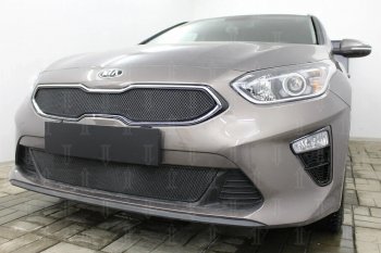 3 099 р. Защитная сетка в бампер (низ, ячейка 3х7 мм) Alfeco Стандарт  KIA Ceed  3 CD (2018-2024) универсал, хэтчбэк (Чёрная)  с доставкой в г. Краснодар. Увеличить фотографию 4