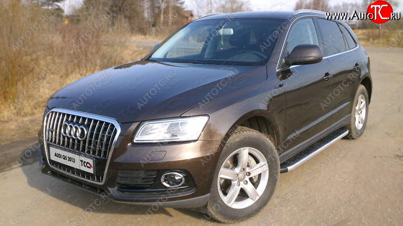 19 999 р. Алюминиевые порожки для ног с пластиковой накладкой TCC Tюнинг Audi Q5 8R рестайлинг (2012-2017) (серый)  с доставкой в г. Краснодар