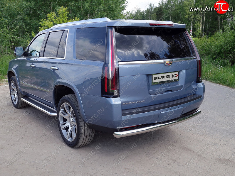 22 599 р. Защита задняя (нержавейка 76,1 мм) ТСС Тюнинг Cadillac Escalade GMTK2 джип 5 дв. короткая база (2015-2020)  с доставкой в г. Краснодар