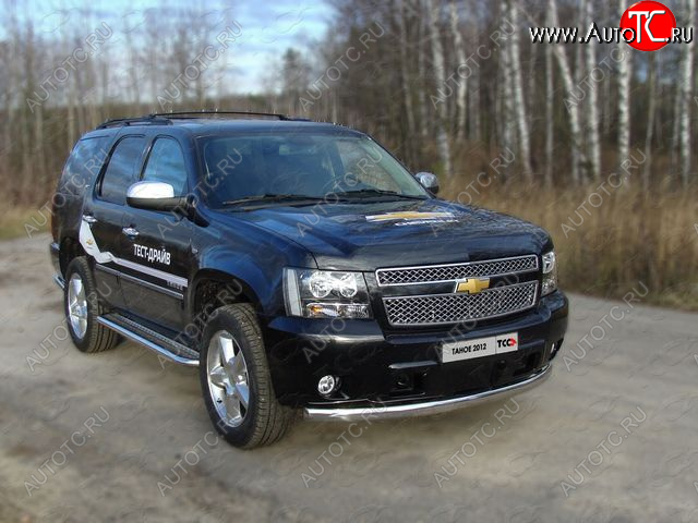 27 699 р. Защита переднего бампера овальная 75х42 мм ТСС тюнинг Chevrolet Tahoe GMT900 5 дв. (2006-2013) (нержавейка)  с доставкой в г. Краснодар