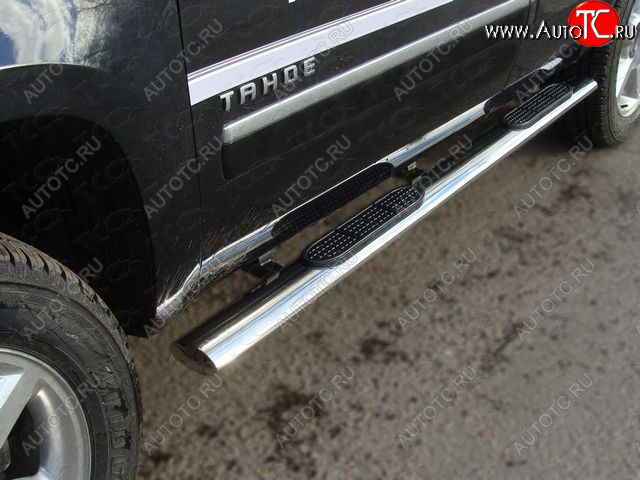 45 999 р. Пороги овальные с накладкой 120x60 мм ТСС Тюнинг  Chevrolet Tahoe  GMT900 (2006-2013) 5 дв. (серые)  с доставкой в г. Краснодар