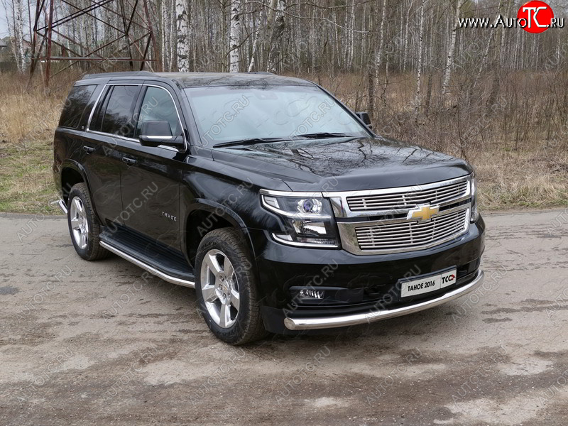 23 999 р. Защита переднего бампера нижняя 76,1 мм ТСС Тюнинг  Chevrolet Tahoe  GMT900 (2006-2013) 5 дв. (нержавейка)  с доставкой в г. Краснодар