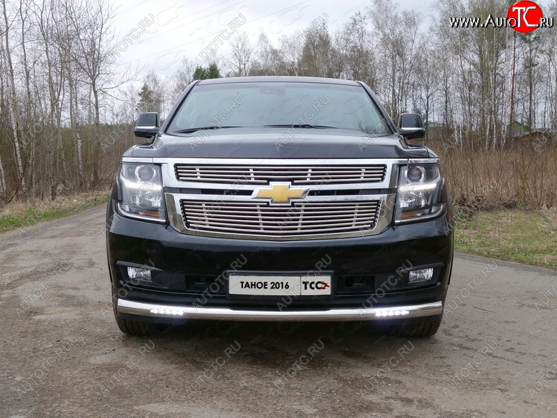 40 649 р. Защита переднего бампера нижняя с ДХО 76,1 мм ТСС Тюнинг Chevrolet Tahoe GMT900 5 дв. (2006-2013) (нержавейка)  с доставкой в г. Краснодар