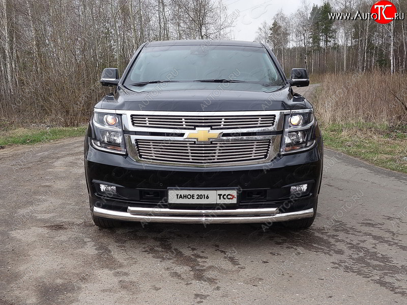 36 999 р. Защита передняя нижняя двойная 76,1*50,8 мм Тюнинг Chevrolet Tahoe GMT900 5 дв. (2006-2013) (нержавейка)  с доставкой в г. Краснодар