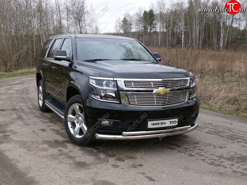 36 999 р. Защита передняя нижняя двойная 76,1*50,8 мм Тюнинг Chevrolet Tahoe K2UC (2014-2021) (нержавейка)  с доставкой в г. Краснодар