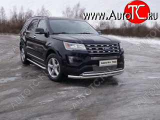 27 999 р. Защита передняя нижняя двойная 76,1*50,8 мм Тюнинг Ford Explorer U502 1-ый рестайлинг, 5 дв. (2015-2018) (нержавейка)  с доставкой в г. Краснодар