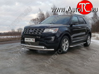 29 599 р. Защита передняя нижняя двойная 76,1*75 мм ТСС Тюнинг Ford Explorer U502 1-ый рестайлинг, 5 дв. (2015-2018) (нержавейка)  с доставкой в г. Краснодар