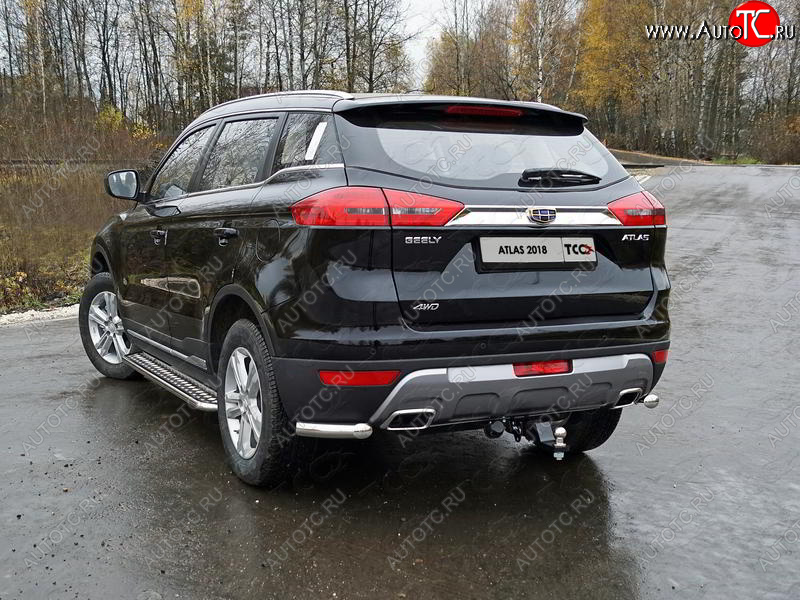 9 349 р. Защита заднего бампера (уголки, d60,3 мм) TCC Geely Atlas NL3 (2016-2022)  с доставкой в г. Краснодар