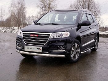 Защита переднего бампера нижняя овальная 75х42 мм ТСС Тюнинг Haval H6 (2013-2020)  (нержавейка)