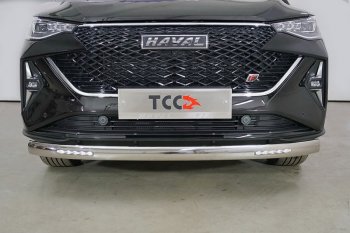 29 649 р. Защита передняя нижняя овальная с ДХО 75х42 мм ТСС Тюнинг  Haval F7x (2022-2024) рестайлинг (нержавейка)  с доставкой в г. Краснодар. Увеличить фотографию 1