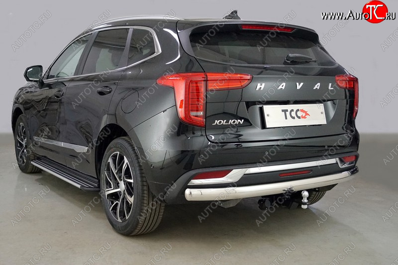 21 499 р. Защита заднего бампера (1.5 2WD, овальная, d75х42 мм) TCC  Haval Jolion (2020-2024) дорестайлинг  с доставкой в г. Краснодар