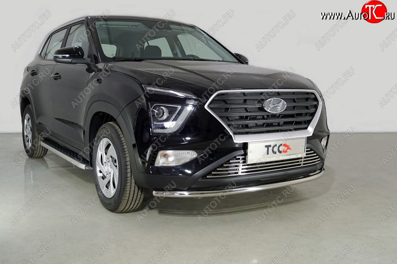 18 399 р. Защита переднего бампера нижняя d42,4 мм ТСС Тюнинг Hyundai Creta SU (2020-2022) (нержавейка)  с доставкой в г. Краснодар