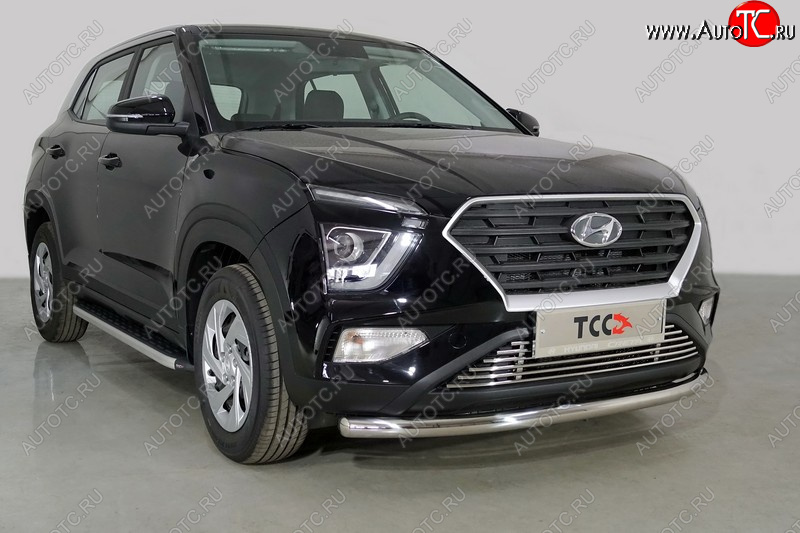 21 599 р. Защита переднего бампера нижняя d60,3 мм ТСС Тюнинг Hyundai Creta SU (2020-2022) (нержавейка)  с доставкой в г. Краснодар