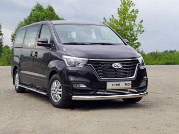 Защита переднего бампера нижняя овальная 75х42 мм ТСС Тюнинг Hyundai Starex/Grand Starex/H1 TQ 2-ой рестайлинг (2017-2022)  (нержавейка)