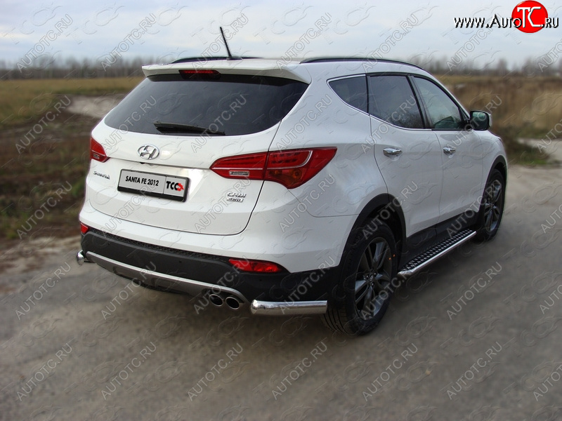 12 999 р. Защита заднего бампера (уголки, d75х42 мм) TCC  Hyundai Santa Fe  DM (2012-2019) дорестайлинг, рестайлинг  с доставкой в г. Краснодар