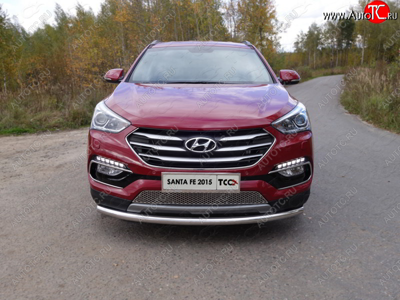 16 549 р. Защита переднего бампера нижняя d60,3 мм ТСС Тюнинг Hyundai Santa Fe DM рестайлинг (2015-2019) (нержавейка)  с доставкой в г. Краснодар