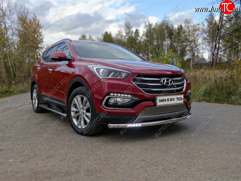 35 999 р. Защита переднего бампера нижняя с ДХО 60,3 мм ТСС Тюнинг Hyundai Santa Fe DM рестайлинг (2015-2019) (нержавейка)  с доставкой в г. Краснодар