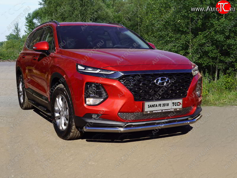 18 699 р. Защита переднего бампера нижняя d60,3 мм ТСС Тюнинг  Hyundai Santa Fe  TM (2018-2021) дорестайлинг (нержавейка)  с доставкой в г. Краснодар