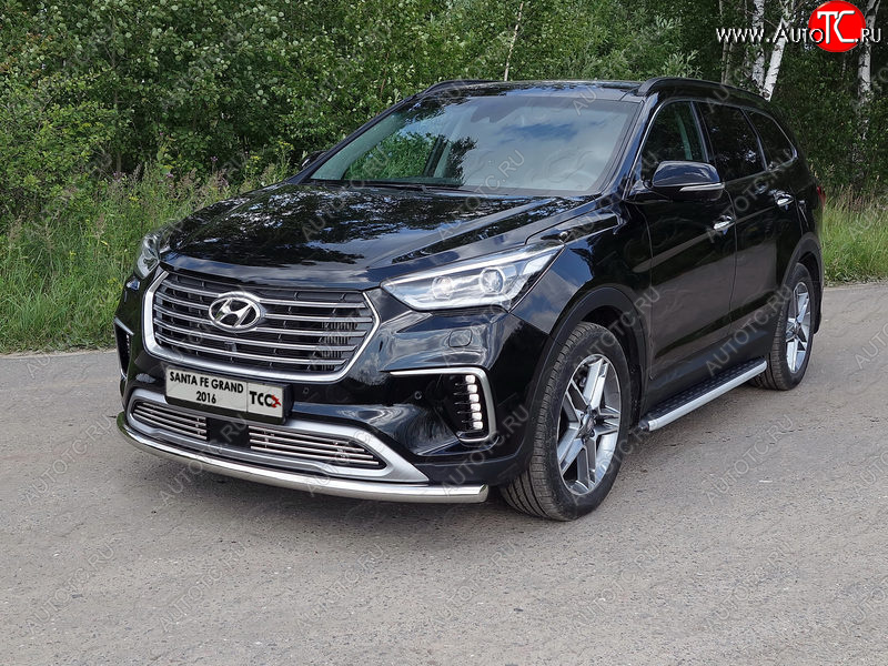 14 999 р. Защита переднего бампера нижняя d60,3 мм ТСС Тюнинг  Hyundai Grand Santa Fe  1 DM (2016-2018) рестайлинг (нержавейка)  с доставкой в г. Краснодар