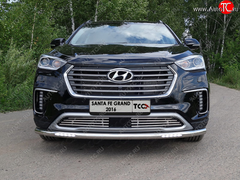 35 849 р. Защита переднего бампера нижняя с ДХО 60,3 мм ТСС Тюнинг  Hyundai Grand Santa Fe  1 DM (2016-2018) рестайлинг (нержавейка)  с доставкой в г. Краснодар