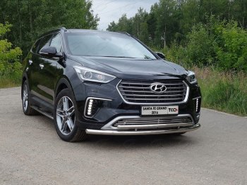 Защита переднего бампера нижняя двойная 60,3*42,4 мм ТСС Тюнинг Hyundai (Хюндаи) Grand Santa Fe (гранд)  1 DM (2016-2018) 1 DM рестайлинг  (нержавейка)