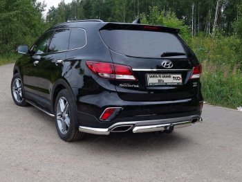 Защита задняя (центральная овальная 75х42 мм) ТСС Тюнинг Hyundai (Хюндаи) Santa Fe (Санта)  DM (2015-2019) DM рестайлинг