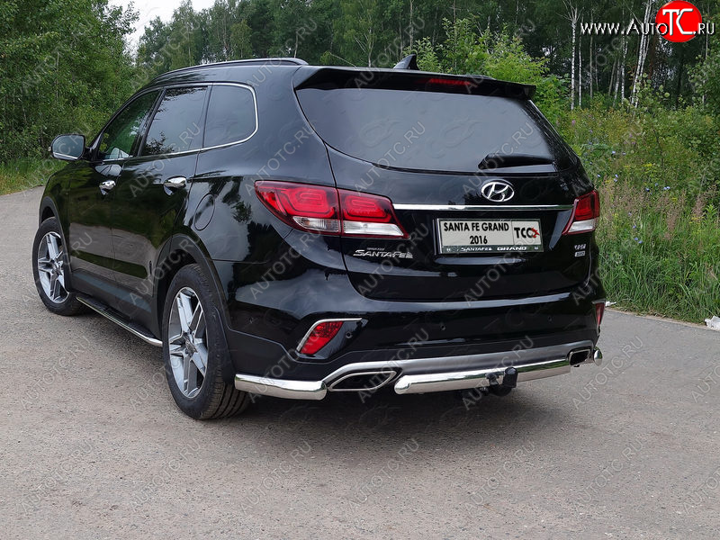 16 849 р. Защита задняя (центральная овальная 75х42 мм) ТСС Тюнинг  Hyundai Santa Fe  DM (2015-2019) рестайлинг  с доставкой в г. Краснодар