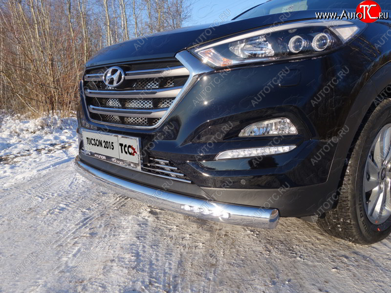 43 849 р. Защита передняя нижняя овальная с ДХО 75х42 мм ТСС Тюнинг Hyundai Tucson TL дорестайлинг (2015-2018) (нержавейка)  с доставкой в г. Краснодар