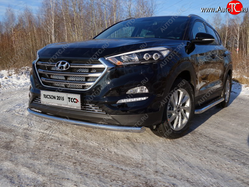 18 699 р. Защита переднего бампера нижняя d60,3 мм ТСС Тюнинг Hyundai Tucson TL дорестайлинг (2015-2018) (нержавейка)  с доставкой в г. Краснодар