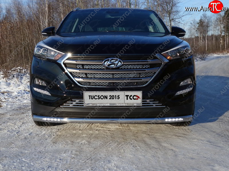 37 649 р. Защита переднего бампера нижняя с ДХО 60,3 мм ТСС Тюнинг Hyundai Tucson TL дорестайлинг (2015-2018) (нержавейка)  с доставкой в г. Краснодар